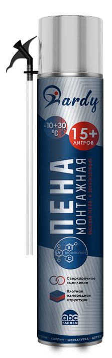 Пена монтажная HARDY 15 всесезонная 520мл /1488