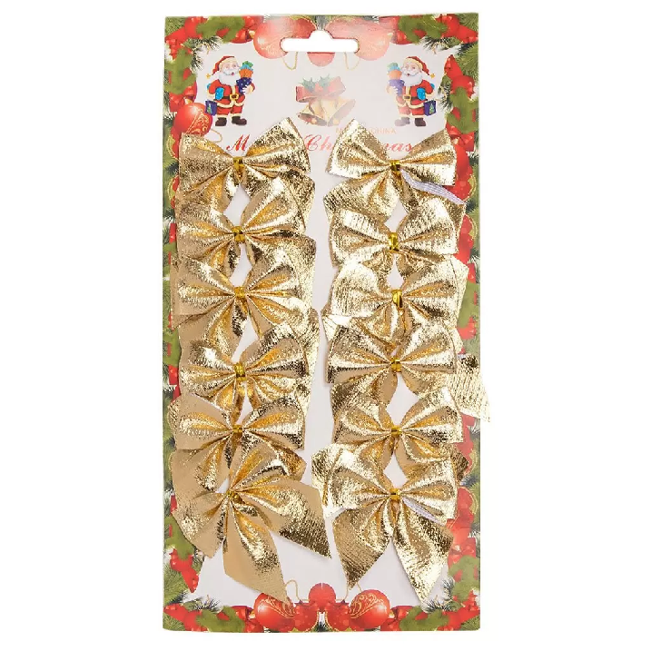 Набор елочных украшений Бант золото 5.5х6см 12шт SYHDJ-3419110A 317329 - SYHDJ-3419110A 317329 - купить в АПлайн