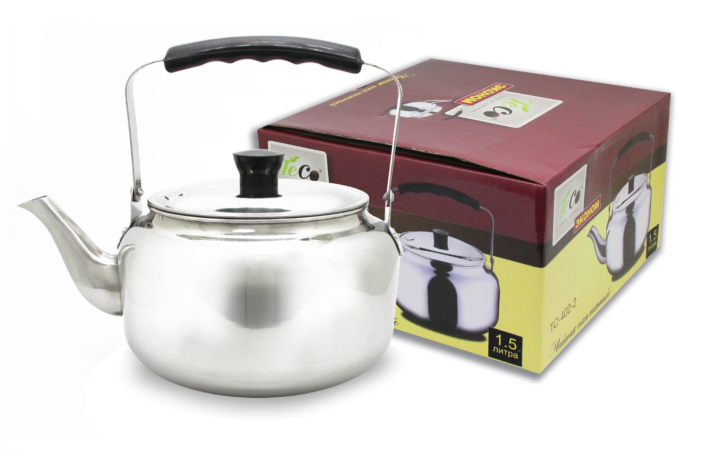 ЧАЙНИК ТЕСО 1,4Л. НЕРЖ.СТАЛЬ БЕЗ СВИСТКА,КАПСУЛИРОВАННОЕ ДНО ТС-401-2
