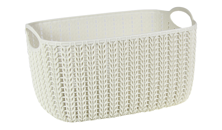 Корзина для хранения пласт. Вязание 7л белый ротанг М2381