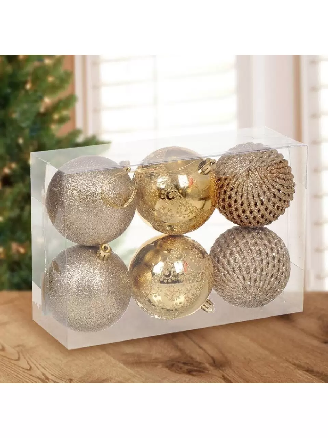 Елочное украшение пласт. Шар 8см золотой 6шт SYQB-0120289 339848 - SYQB-0120289 339848 - купить в АПлайн