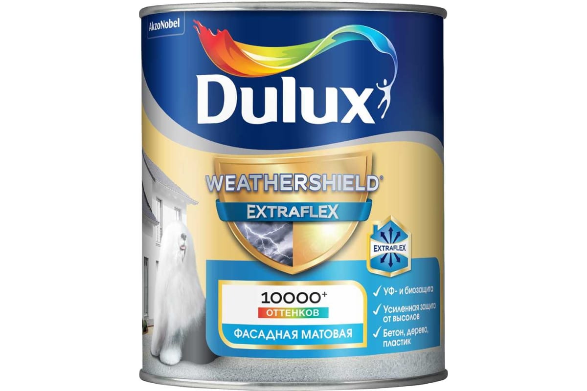 Краска в/д фасадная Dulux Weathershield Extraflex BC 0,9л