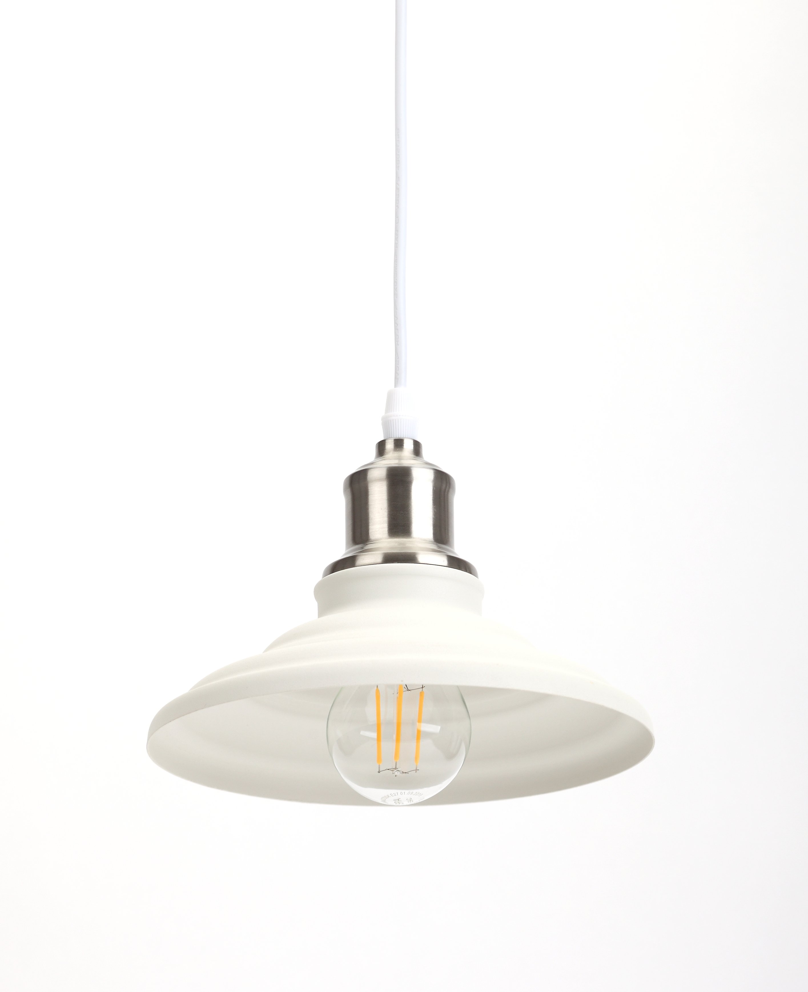 СВЕТИЛЬНИК ПОДВЕС. ERA (ЭРА) PL4 WH/SN МЕТАЛЛ  БОЛЬШ.ЦОК. Е27  цвет:БЕЛЫЙ/САТИН НИКЕЛЬ  д203мм