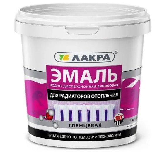 Эмаль для радиаторов ЛАКРА акриловая белая глянцевая 0,9кг90003485883- купить в АПлайн
