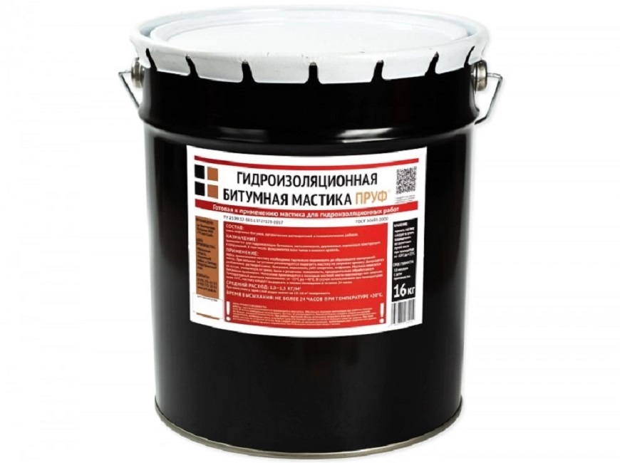 Мастика битумная гидроизоляционная ПРУФ ведро 16кг -  - купить в АПлайн