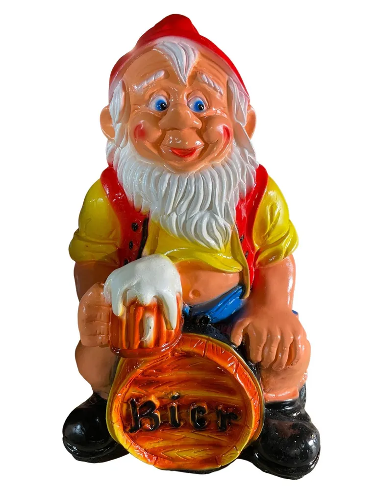 Фигура садовая гипс Гном на бочке 800х450мм арт.228