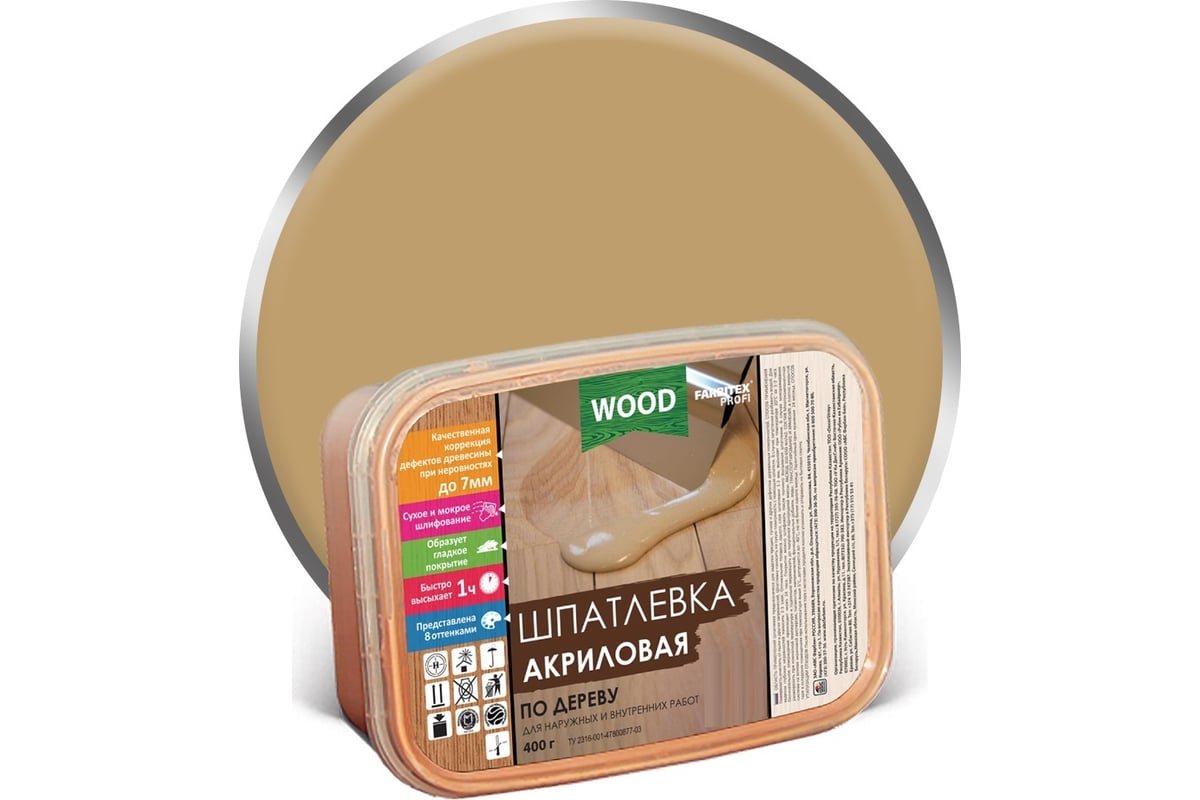 Шпатлевка акриловая FARBITEX PROFI WOOD по дереву дуб 0,25л