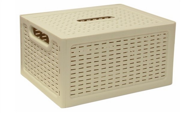 Ящик пласт. 370х280х190мм белый ротанг с крышкой М2375М2375- купить в АПлайн
