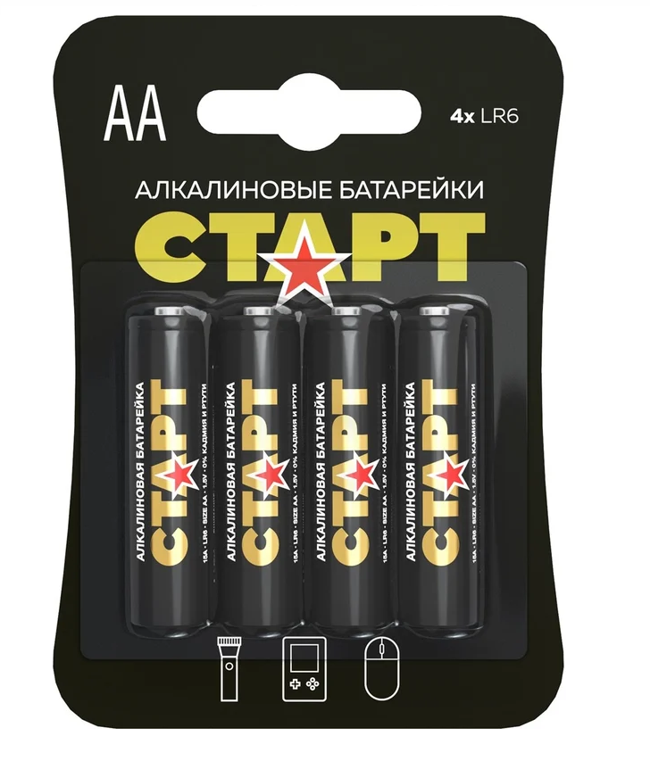 Элемент питания АА алкалиновый (LR6) Cтарт, 4шт.