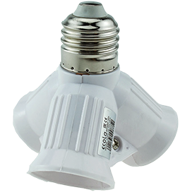 ПЕРЕХОДНИК-РАЗВЕТЛИТЕЛЬ С ЦОКОЛЯ Е27 НА 3ХЕ27, 85Х85мм, БЕЛЫЙ  A7W37WEAY /750/