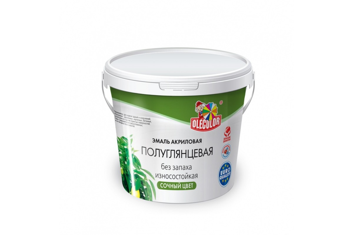 Эмаль акриловая полуглянцевая OLEСOLOR серый 0,8кг 