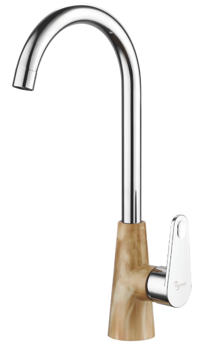 Смеситель для кухни PLStart бежевый мрамор пластик с высоким изливом PL4001-30