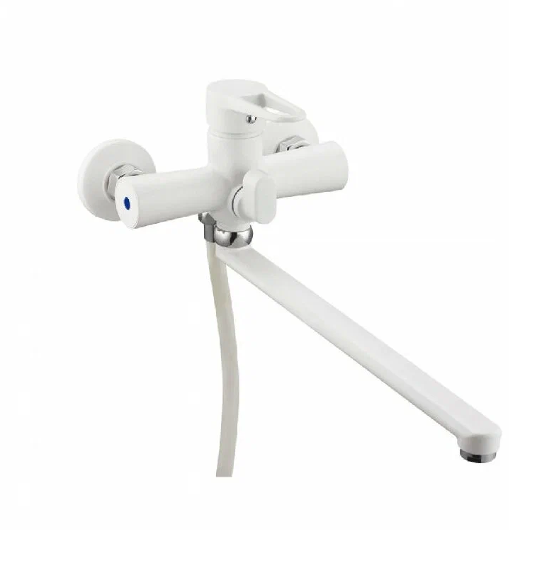 Смеситель для ванны Zegor белый с плоским изливом встр. в корпус картридж/ переключение на душ