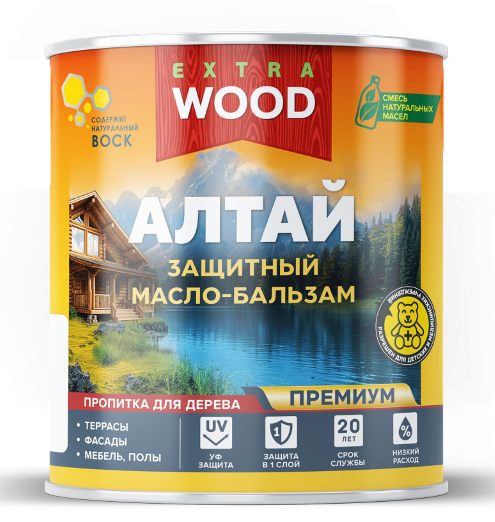 Масло-бальзам АЛТАЙ WOOD EXTRA универсальный деревозащитный Кедр 0,75л 