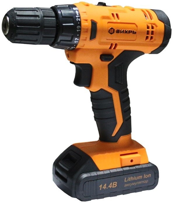 Дрель-шуруповерт аккумуляторная 14,4В, 30Hm, 2х1,5Ач Вихрь ДА-14,4Л-2КА - 72/14/20 - купить в АПлайн