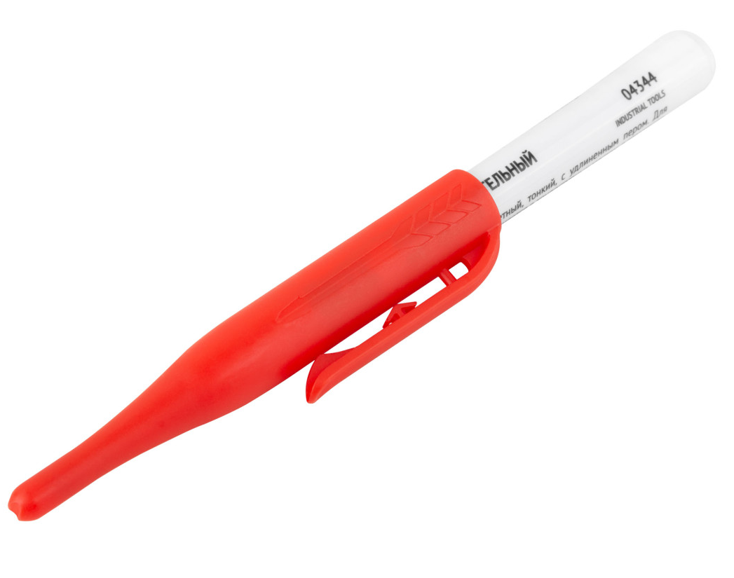 Маркер строительный перманентный, удлиненное перо красный FIT 04344