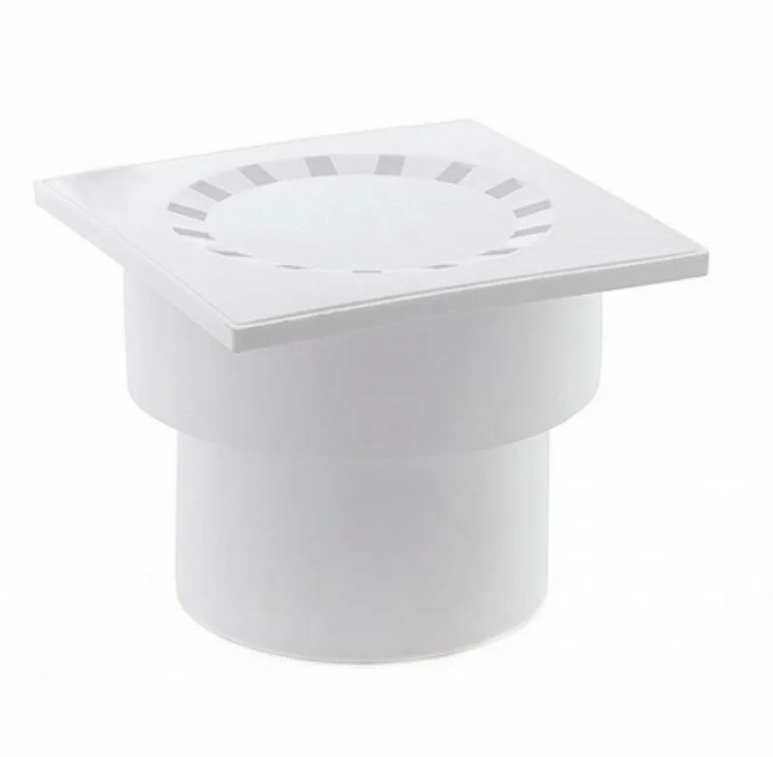 Трап вертикальный П/П белый 150х150 мм с выходом на 110 