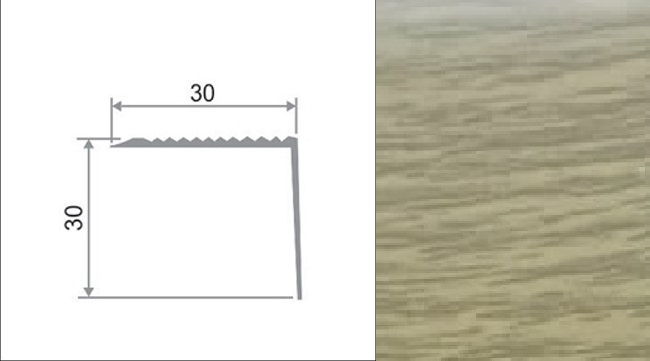Порог-угол 1,5м 30х30мм У39.98, Дуб серый