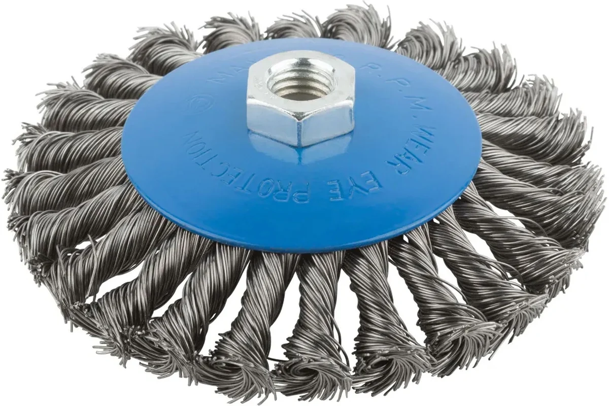 Корщетка для УШМ дисковая с наклоном 125мм витая стальная проволока, гайка М14 М38938М