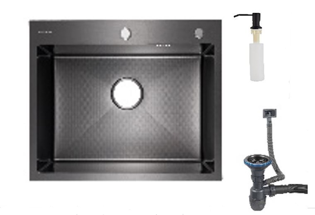 Мойка нержавеющая Zegor 60х50, Графит (в компл.:дозатор,сифон) ML-6050MG