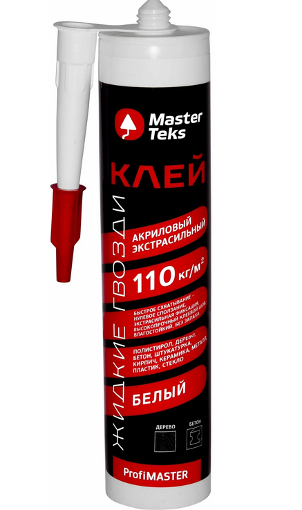 Клей акриловый MasterTeks PM Жидкие гвозди 110 кг/м2 экстрасильный 0,528кг белый /9781737,9752934