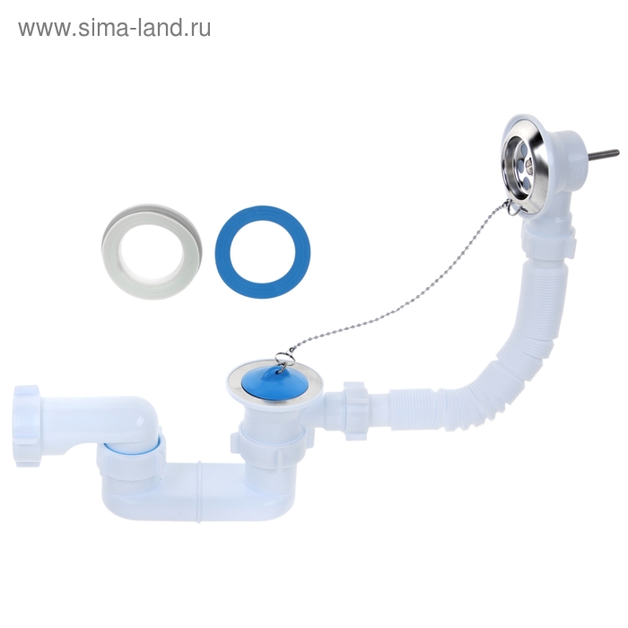 Сифон для ванны "АНИ"  ПЛАСТ с выпуском и переливом плоский 1 1/2  арт. Е050
