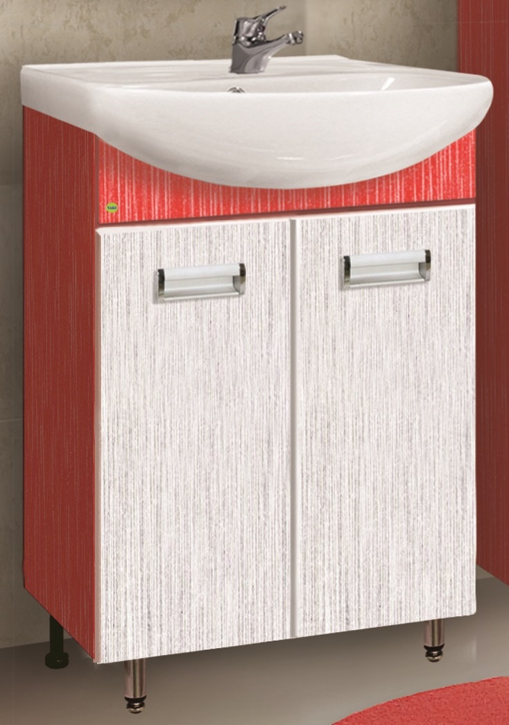 Тумба VAKO "Титан 600Т" красная с умывальником "Cersania 60" арт.11772 