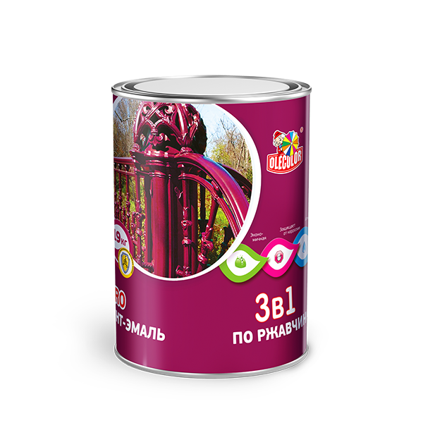 Грунт-эмаль OLECOLOR по ржавчине черный 10кг4300005961- купить в АПлайн