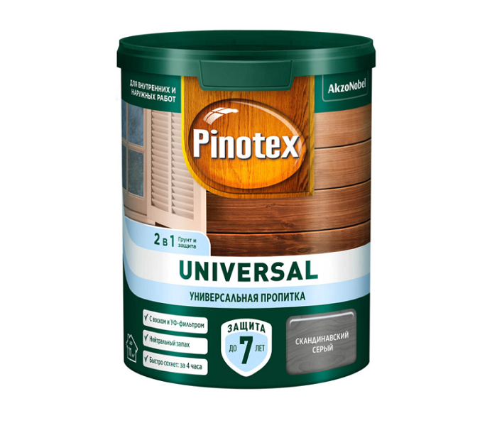Пропитка Omnitex (Pinotex) UNIVERSAL 2В1 акриловая скандинавский серый 0,9л***50035537- купить в АПлайн