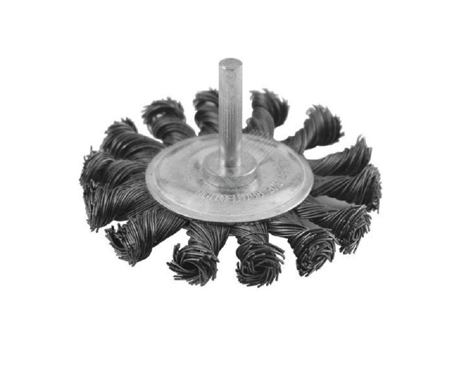 Корщетка для дрели дисковая 75мм витая стальная проволока 38493М