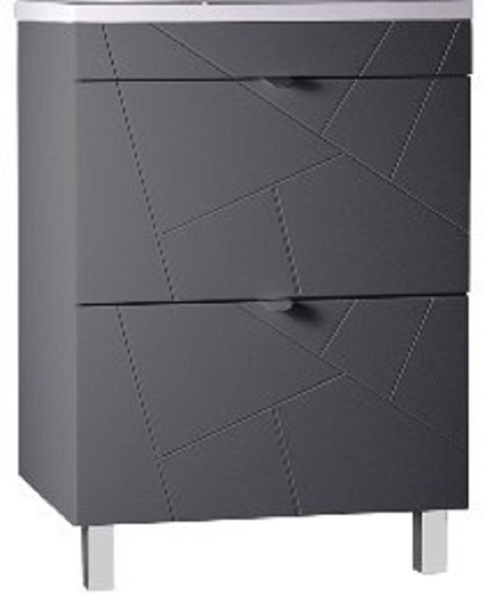 Тумба TOPPUS "GOFFRE ICE 60" с умывальником, графит, с двумя ящиками 9711.0369711.036- купить в АПлайн