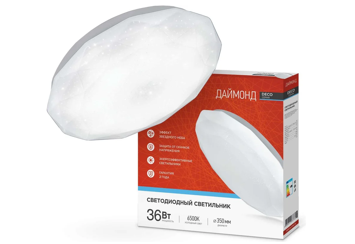 Светильник св/д 36Вт 380х55мм 6500К Даймонд IN HOME- купить в АПлайн