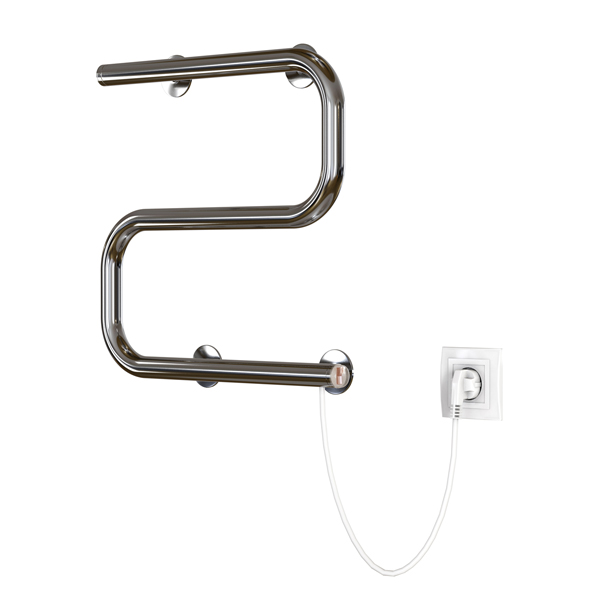 Полотенцесушитель ZOX электрический S-образный 40x40 см (кнопочный выкл, 100 Вт) 