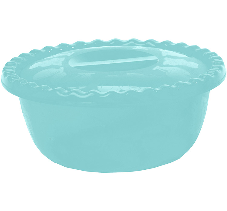 Миска пласт. IDEA 3л круглая с крышкой аквамарин М1316