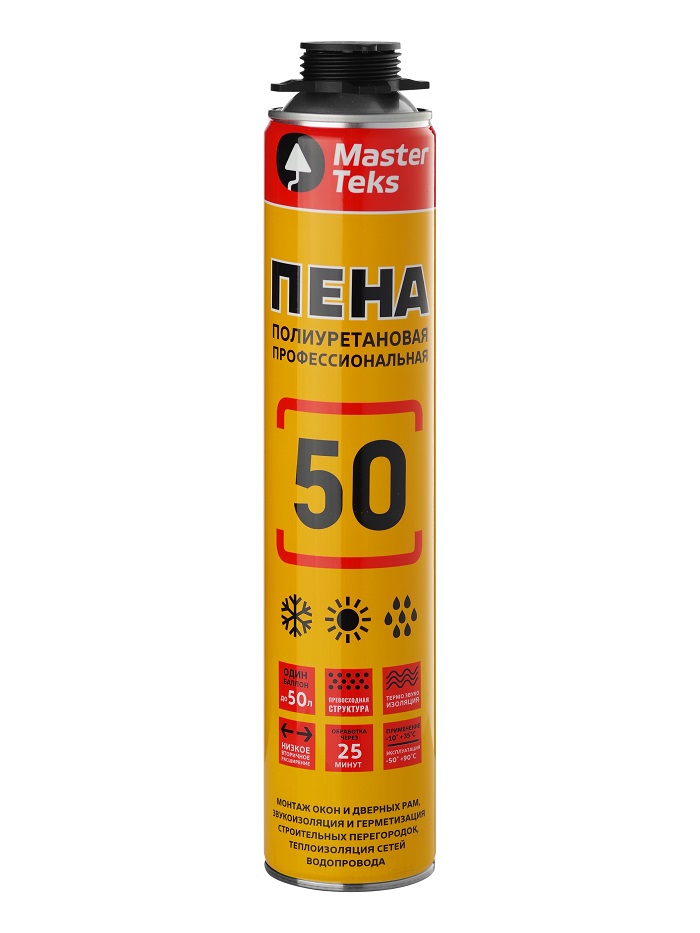 Пена монтажная MasterTeks PRO 50 полиуретановая всесезонная 715мл /9413342/9413342- купить в АПлайн