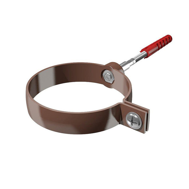 Хомут трубы VERAT универсальный 140мм коричневый с саморезом