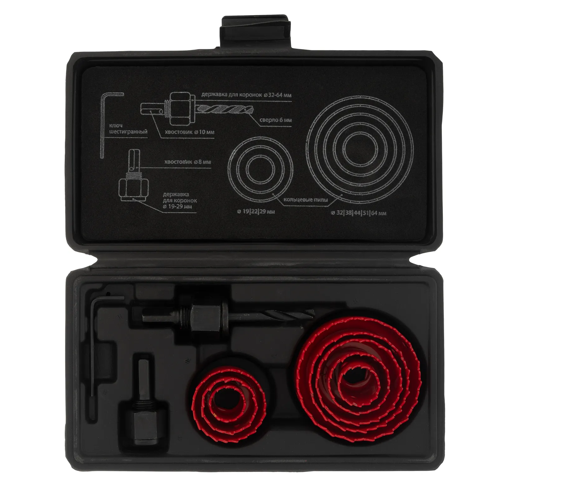 Набор круговых пил(коронок) по дереву 19-64мм, 11 предметов Matrix 70473