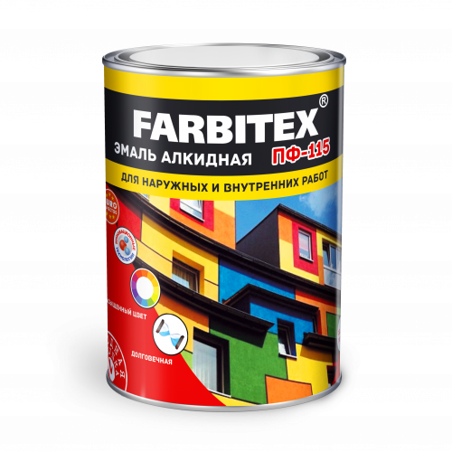 Эмаль алкидная ПФ-115 FARBITEX темно-серый 1,8кг (Воронеж)