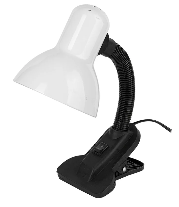 Светильник настольный 60Вт Е27 белый прищепка "General" GTL-021-60-220 800121