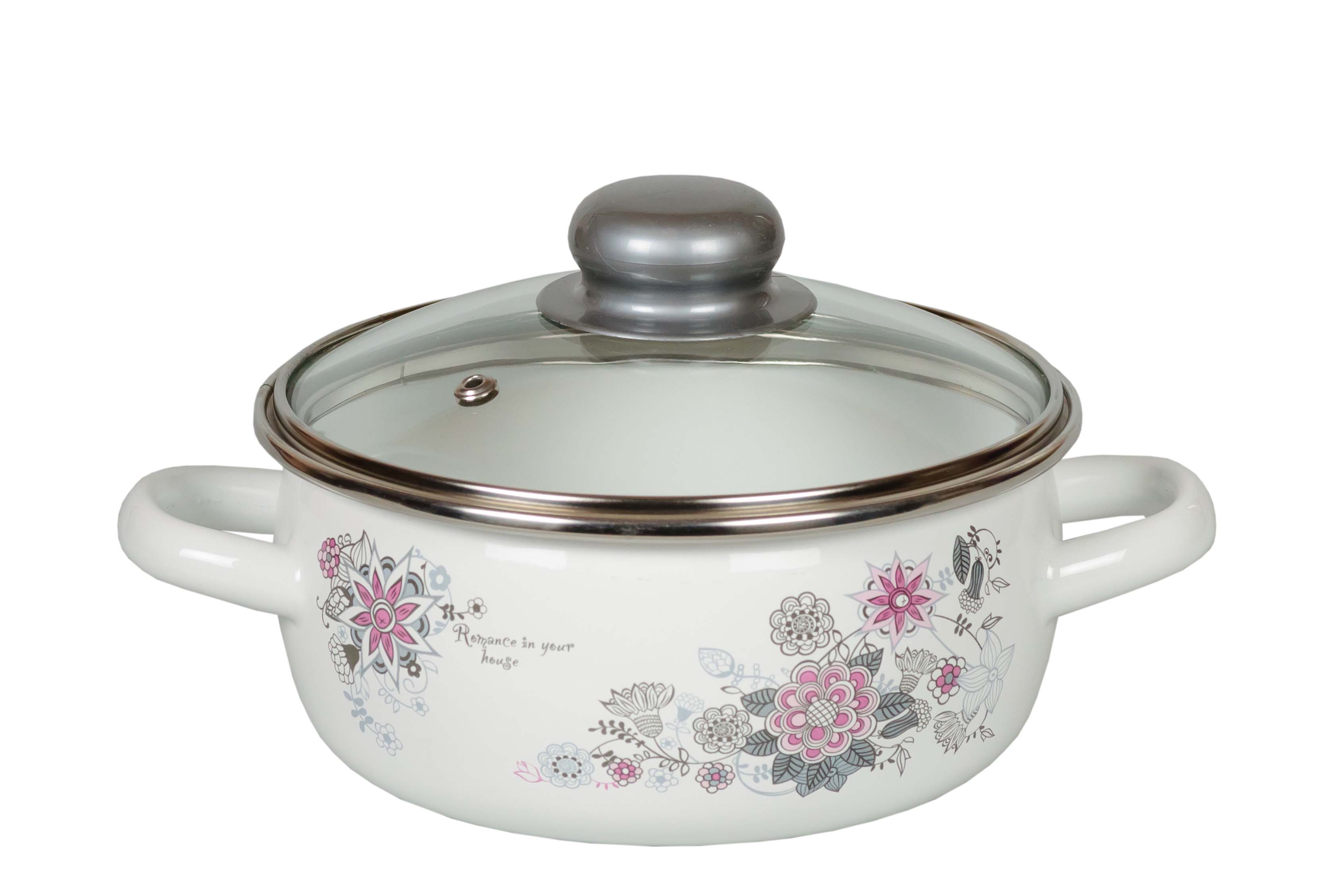 Кастрюля эмал. Весенний романс 1,5л со стекл. крышкой 93605/1RA161S93605/1RA161S- купить в АПлайн