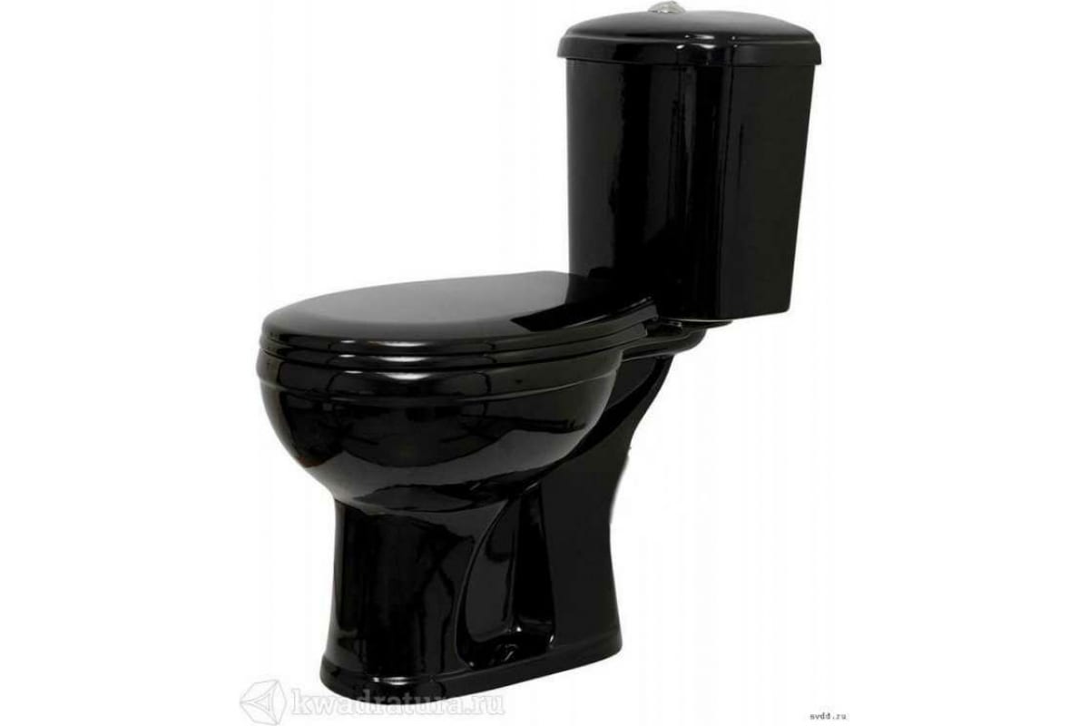 Унитаз-компакт "ДОРА" черный ниж. подв. прямой выпуск с арматурой и сиденьем (г. Старый Оскол)