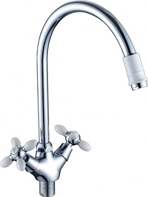 Смеситель для кухни GOTA ROCIO OLIVA с 2-мя рукоятками с высоким изливом цв.ручка белый G333341 