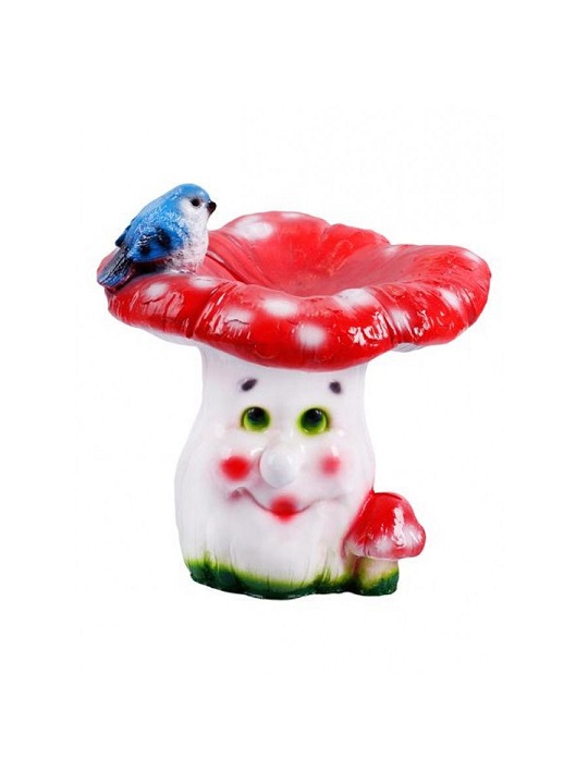 Фигура садовая гипс Мухомор с птичкой 220х210мм арт. 153арт. 153- купить в АПлайн