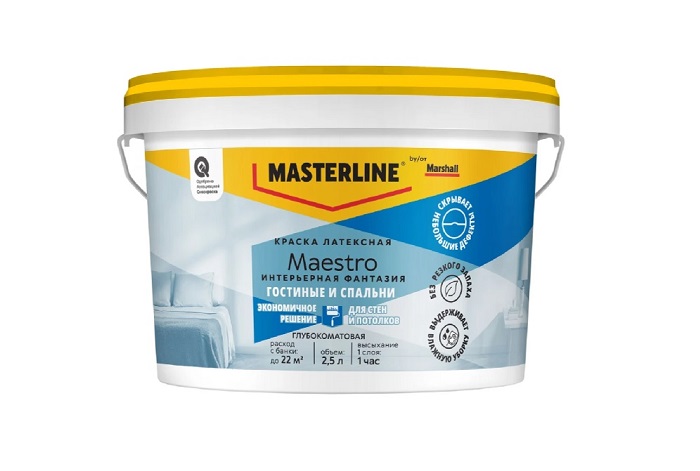Краска в/д MASTERLINE (MARSHALL) MAESTRO Интерьерная Фантазия глубокоматовая BW 2,5л50036062- купить в АПлайн