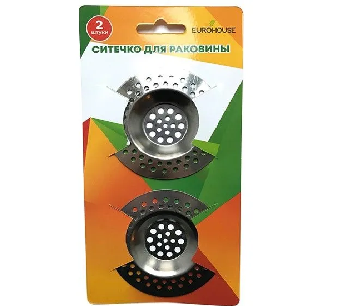 Ситечко для раковины нерж. EUROHOUSE 2шт 7,2см 1406614066- купить в АПлайн