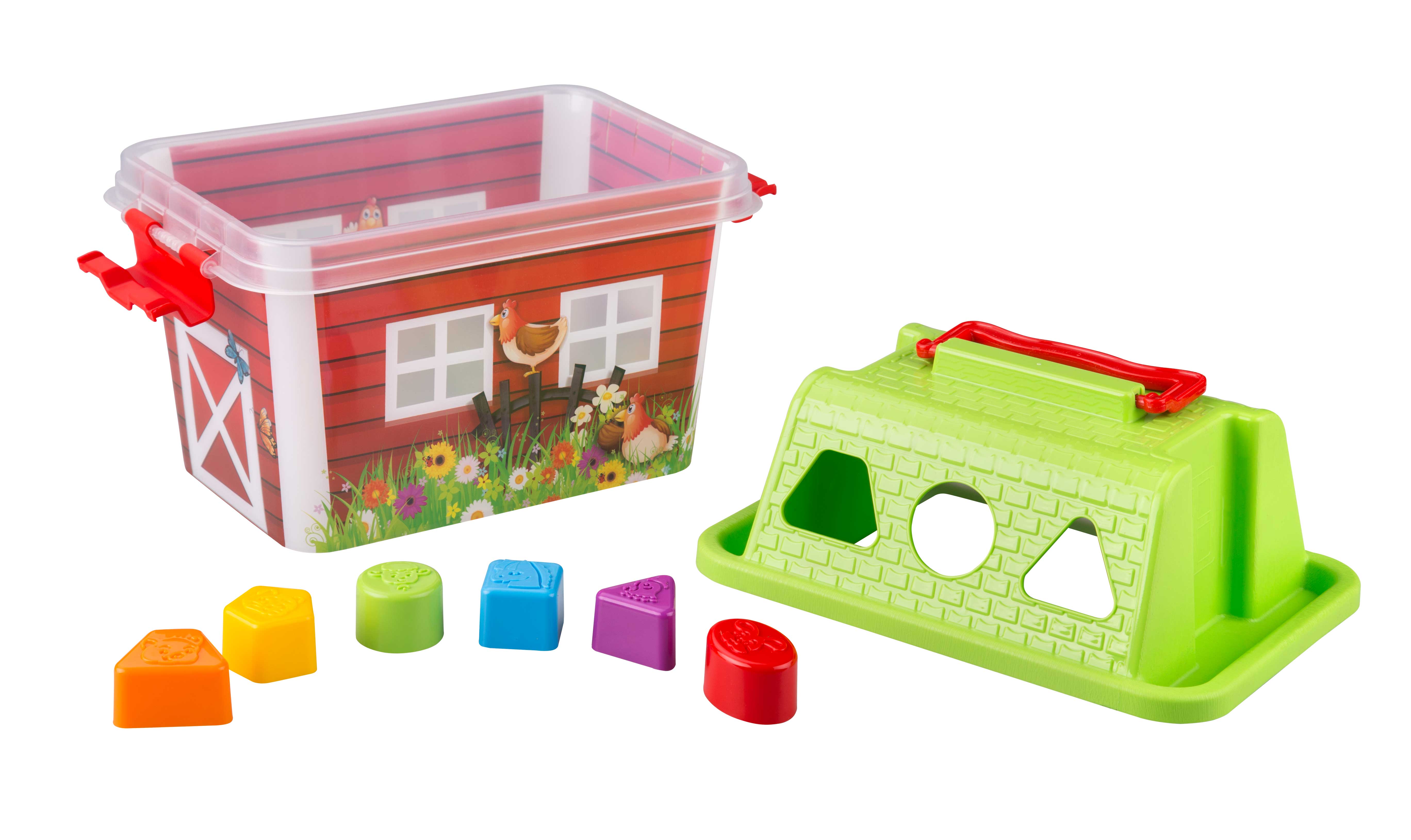 Набор детских игрушек пласт. Ферма контейнер с крышкой, формочки М6626