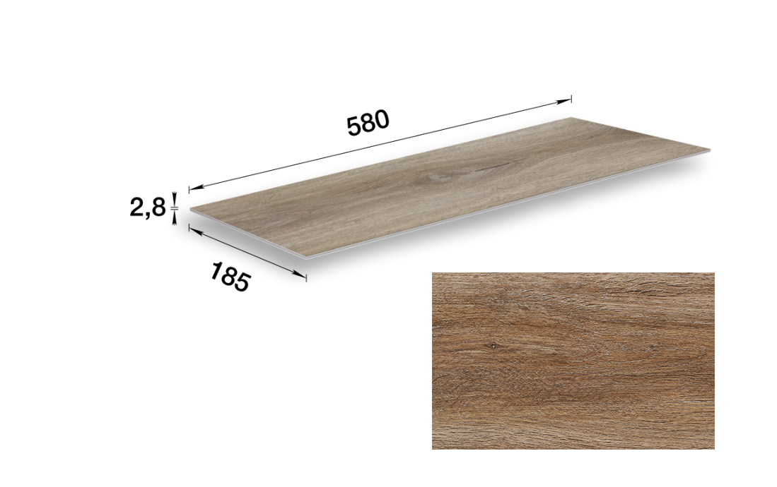 SPC-плитка стеновая 297 Орех классический 185х580х2,8мм "Идеал Керама" 