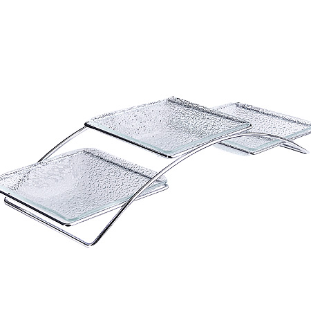 Блюдо стекл. LORAINE 13х13см на метал. подставке 31009