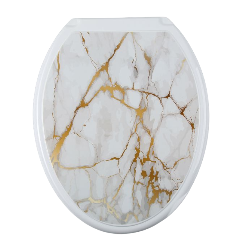 Сиденье для унитаза "ОКЕАН" Белый мрамор жесткий