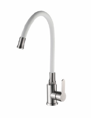 Смеситель для кухни MAXOR белый сатин с гибким изливом 150 мм 7180-8- купить в АПлайн